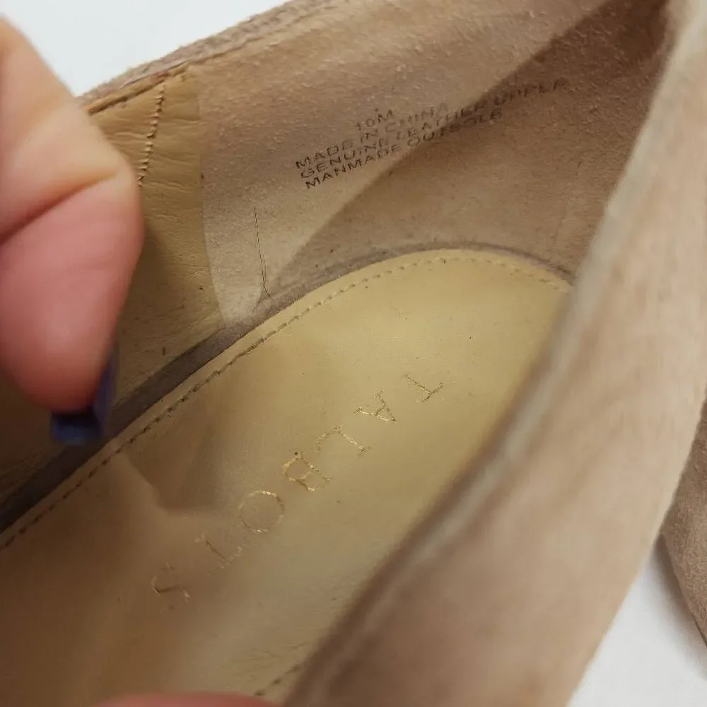 Talbots Size 10 Lanely Asymmetrical Wedges - Tan Leather Suede Comfort Career A